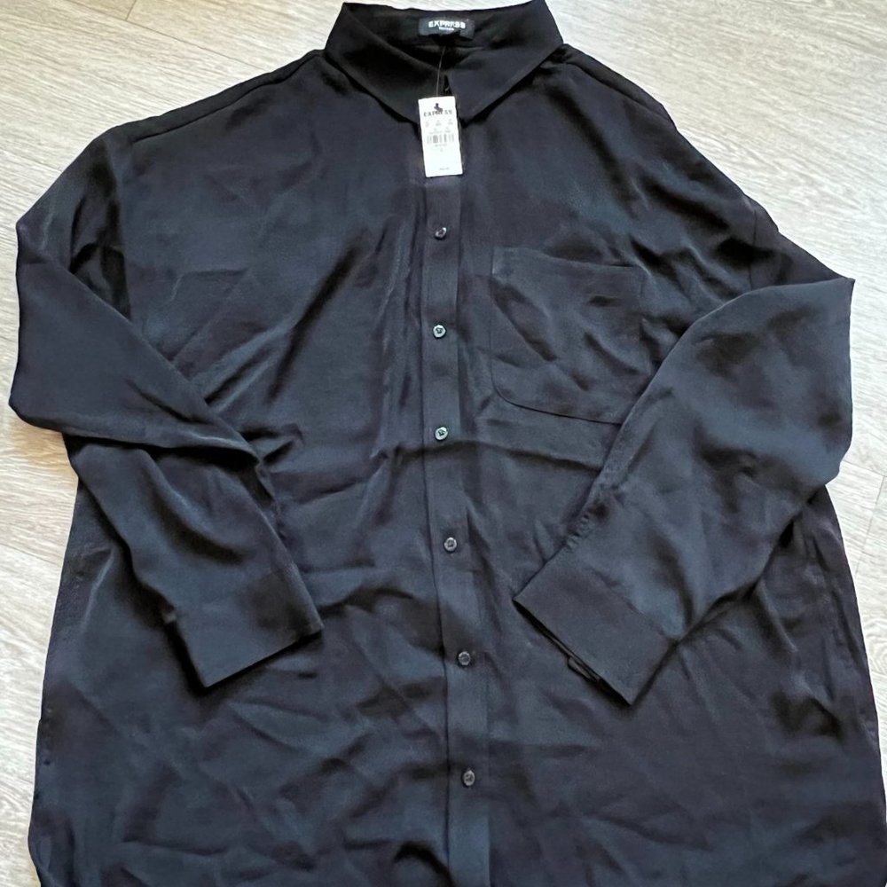 Express Satin Boyfriend Blouse Size L NWT